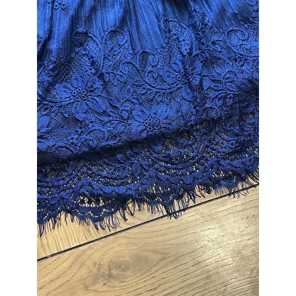 SUZANNE BETRO Navy Blue Lace Bodice Pleated Dress Women's Size XL - NWT $100‎ - Image 4