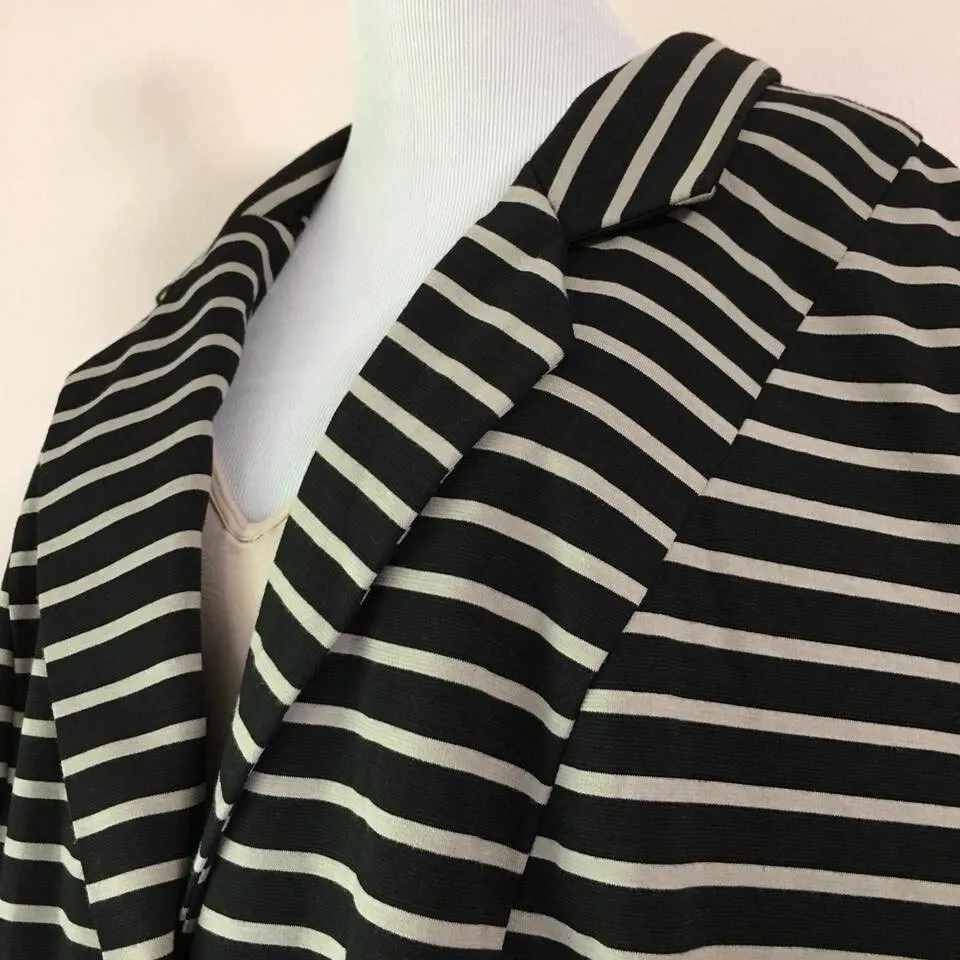 Cato Ponte Knit Blazer Jacket Women Plus 26W 28W 4X Suit Coat Black Beige Stripe - Image 3