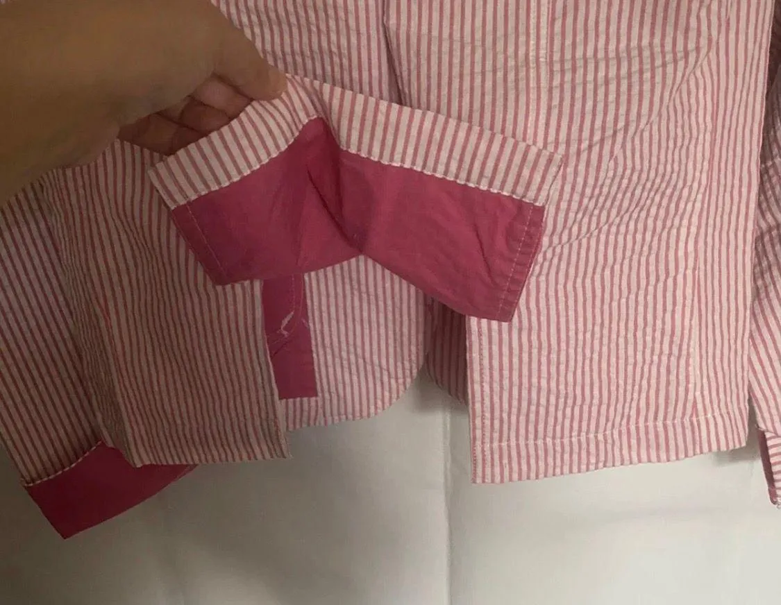 Womans Pink White Pinstriped light career Jacket - Image 9