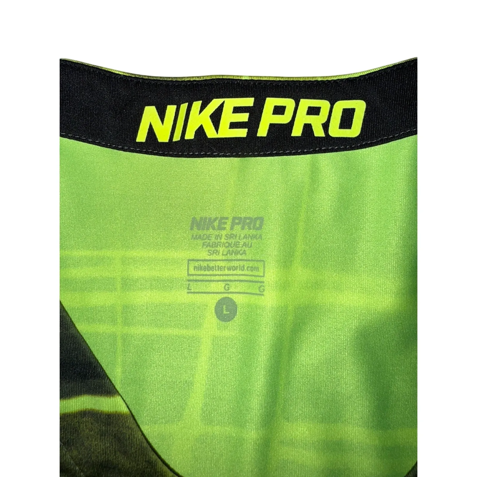 Nike Pro Dri-Fit Competition Base Layer Shirt Size Large Green black V-Neck NWOT - Image 2