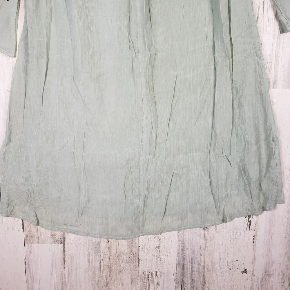 Tassels N Lace Green Sheer Floral Embroidered High Low Dress Women's Size Medium - Image 12