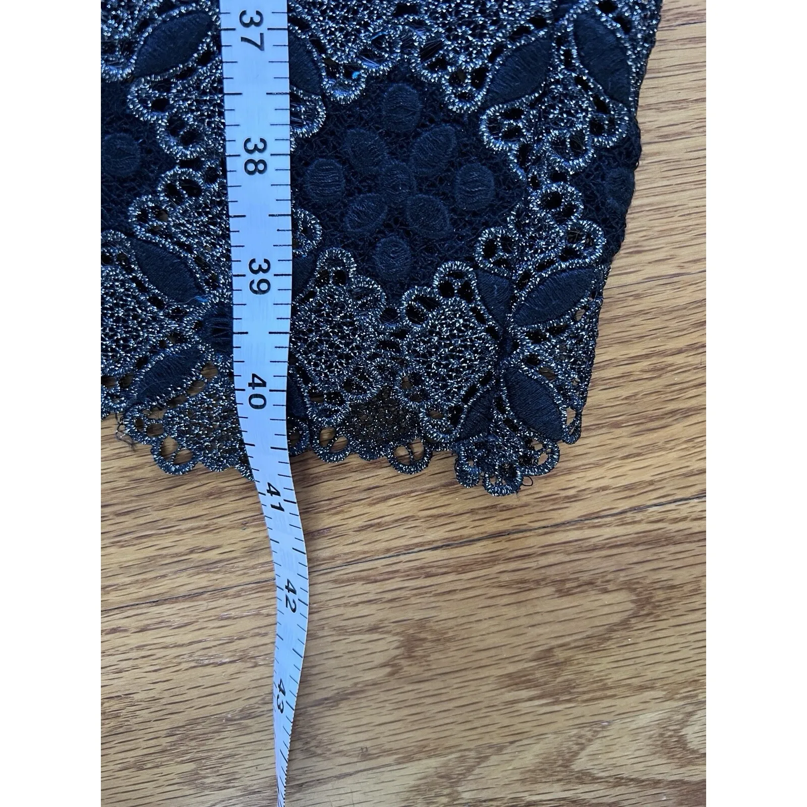 Cureté Black Lace Overlay Pants Womens Size 10 Sheer Straight Evening Gothic USA - Image 9