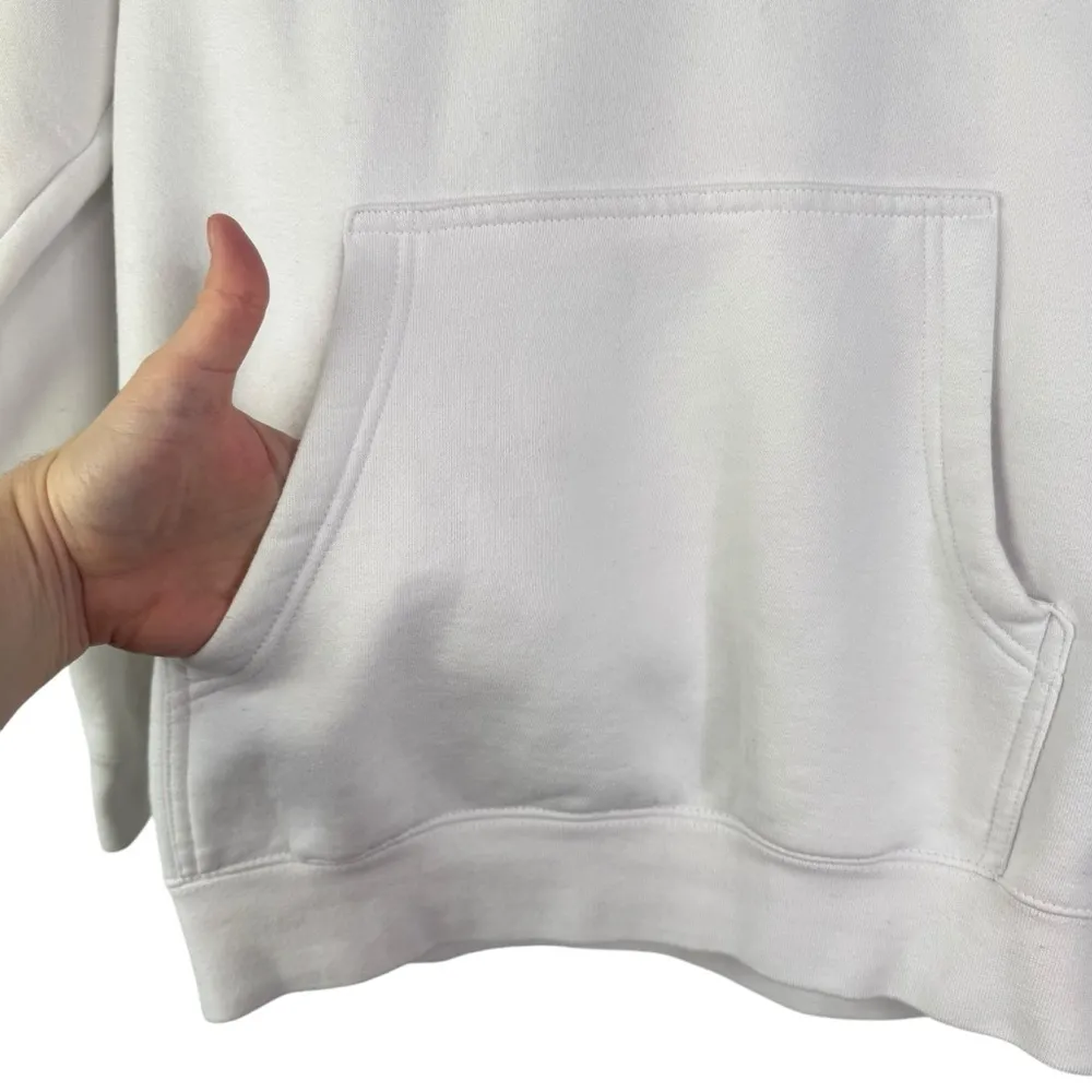 The Happiness Project Embroidered Hoodie Size Small White Smiley Kind Sweatshirt - Image 10