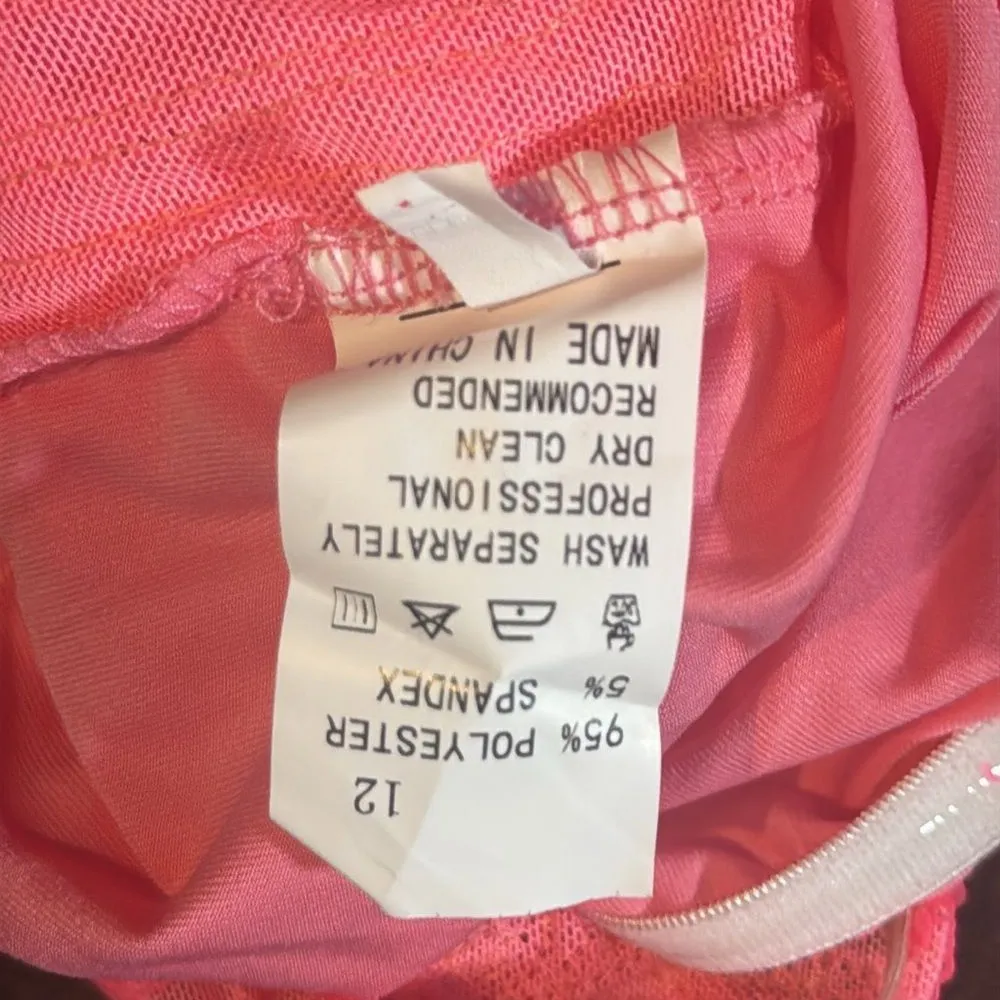 Womens Skimpy Sexy Pink Strapless Sheer Sparkly Party Club Dress Bodysuit Size M Size M - Image 13