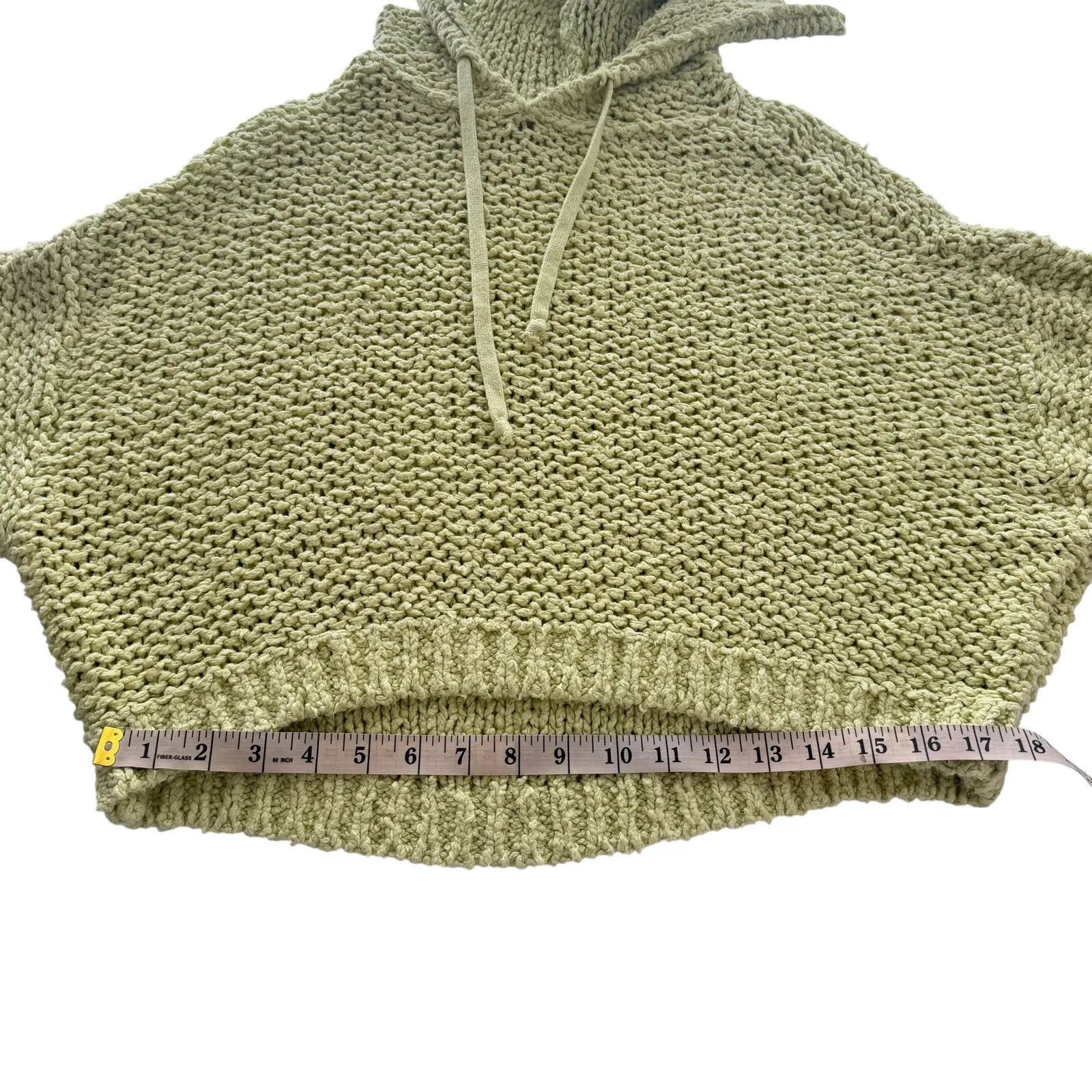 Pilcro Anthropologie Sailcloth Hooded‎ Sweatshirt Cropped Loose Knit Green Small - Image 14