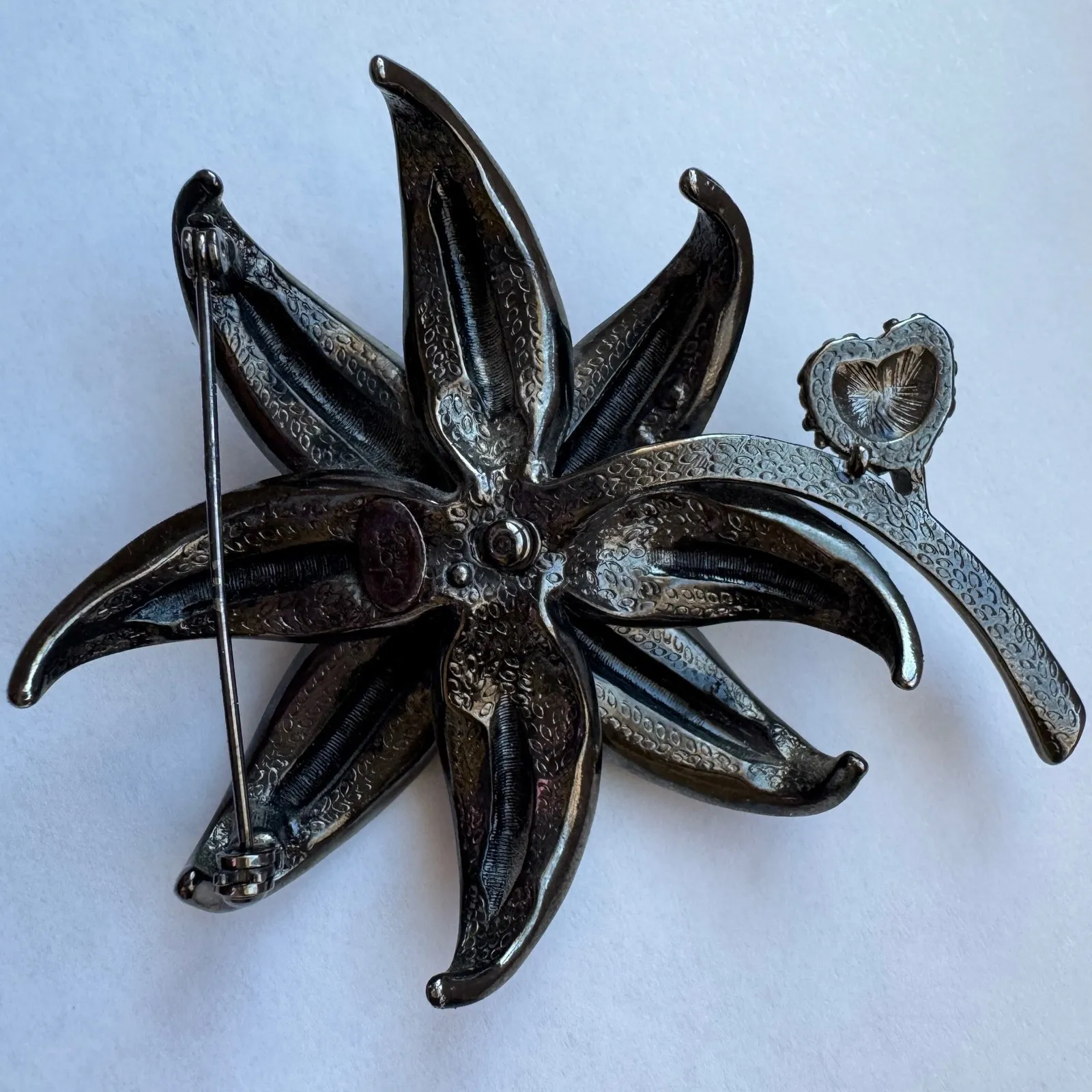 Vintage Joan Rivers Topaz Amber Crystal Rhinestone Brooch Pin Large Floral Women - Image 6