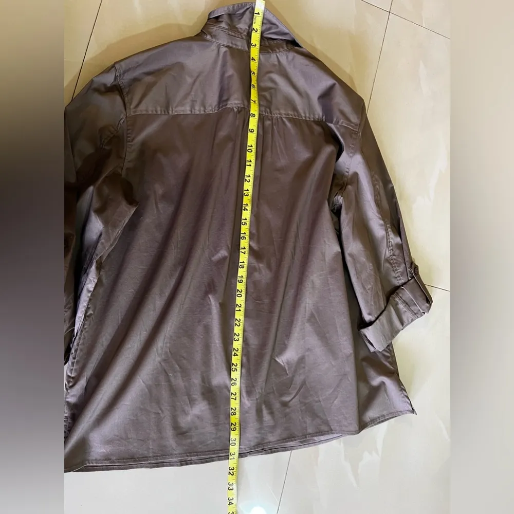 CHICO’S Dark Olive Green Women’s Plus Size 3 Blouse  Button Can Be Worn Folded - Image 16