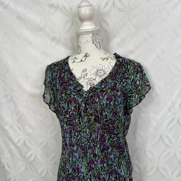 Style & Co Floral Print V‎ Neck Ruffle Cap Sleeve Blouse Top Women Size 14 NWT - Image 5