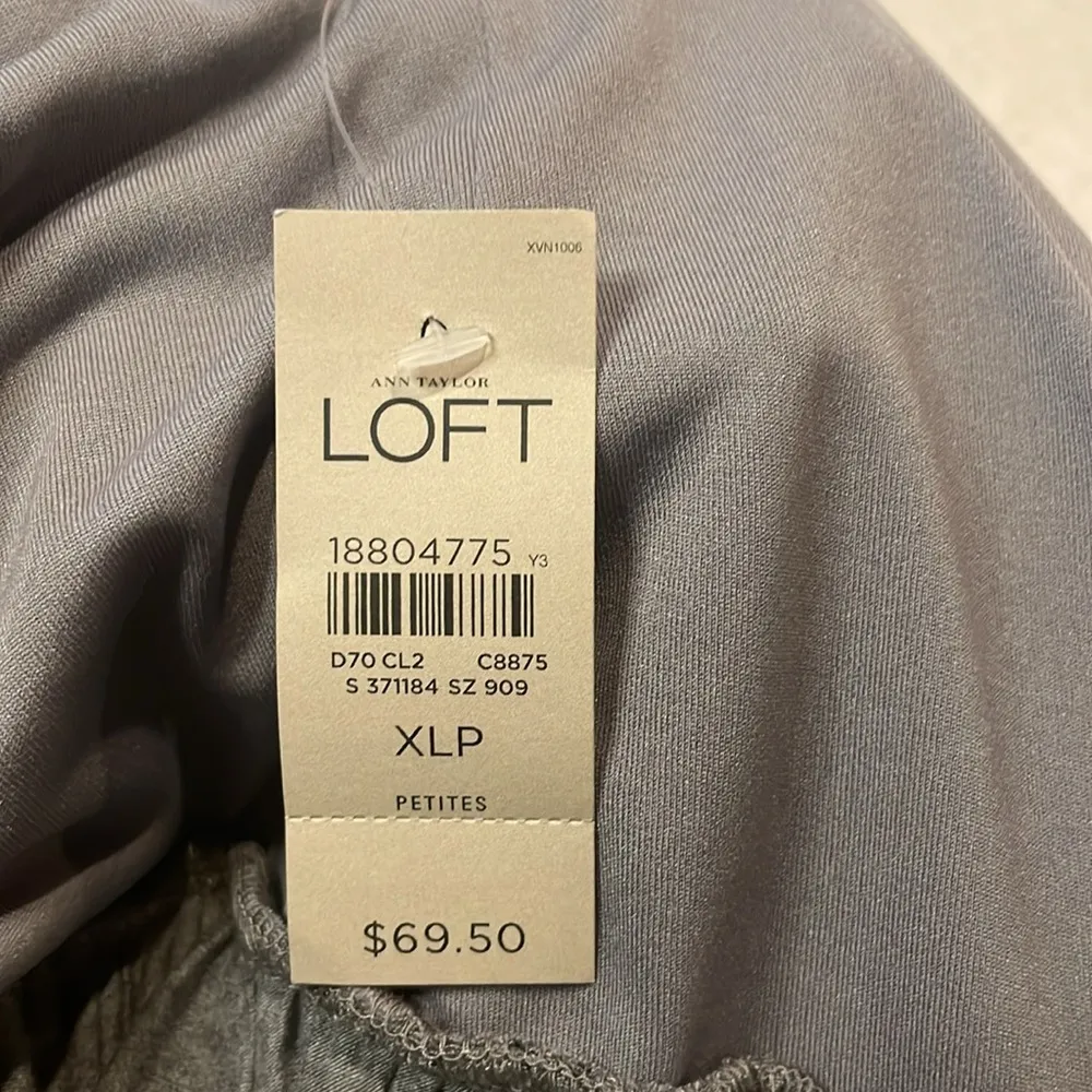 Loft- NWT Gray Print V-Neck Sleeveless Belt Stretch Jersey Pockets Dress- XLP - Image 4