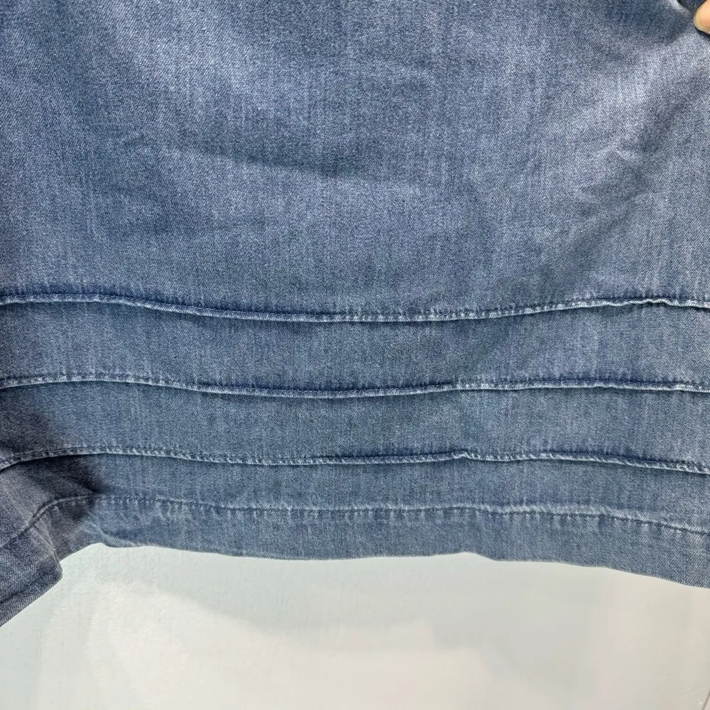 Denim Chambray Babydoll Swing Dress Mittoshop Long Sleeve Pleated Western Boho - Image 8