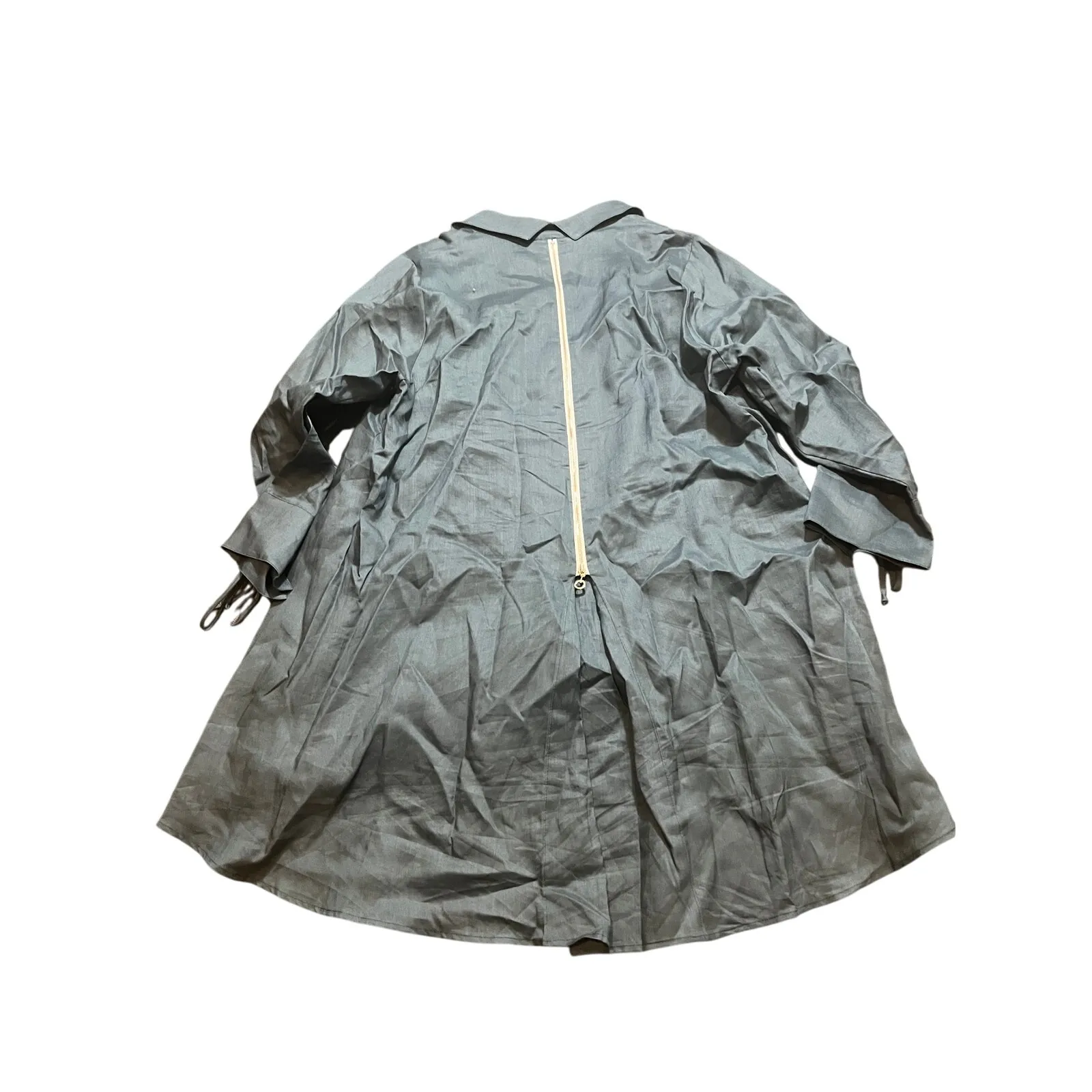 IC by Connie K Jacket Large Blue Linen button front boho back zip‎ lagenlook - Image 5