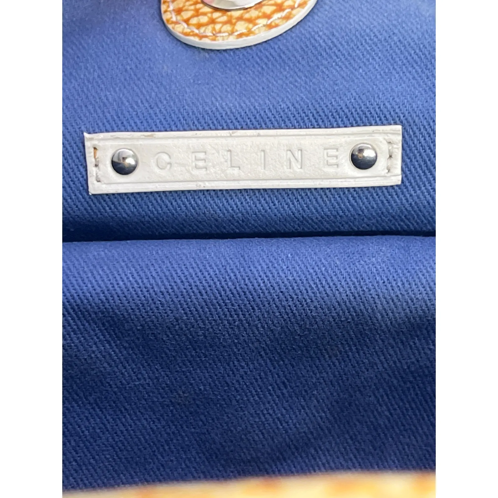 Celine Macadam Denim Drawstring Tote Bag Leather Trim Blue Vintage Y2K - Image 12