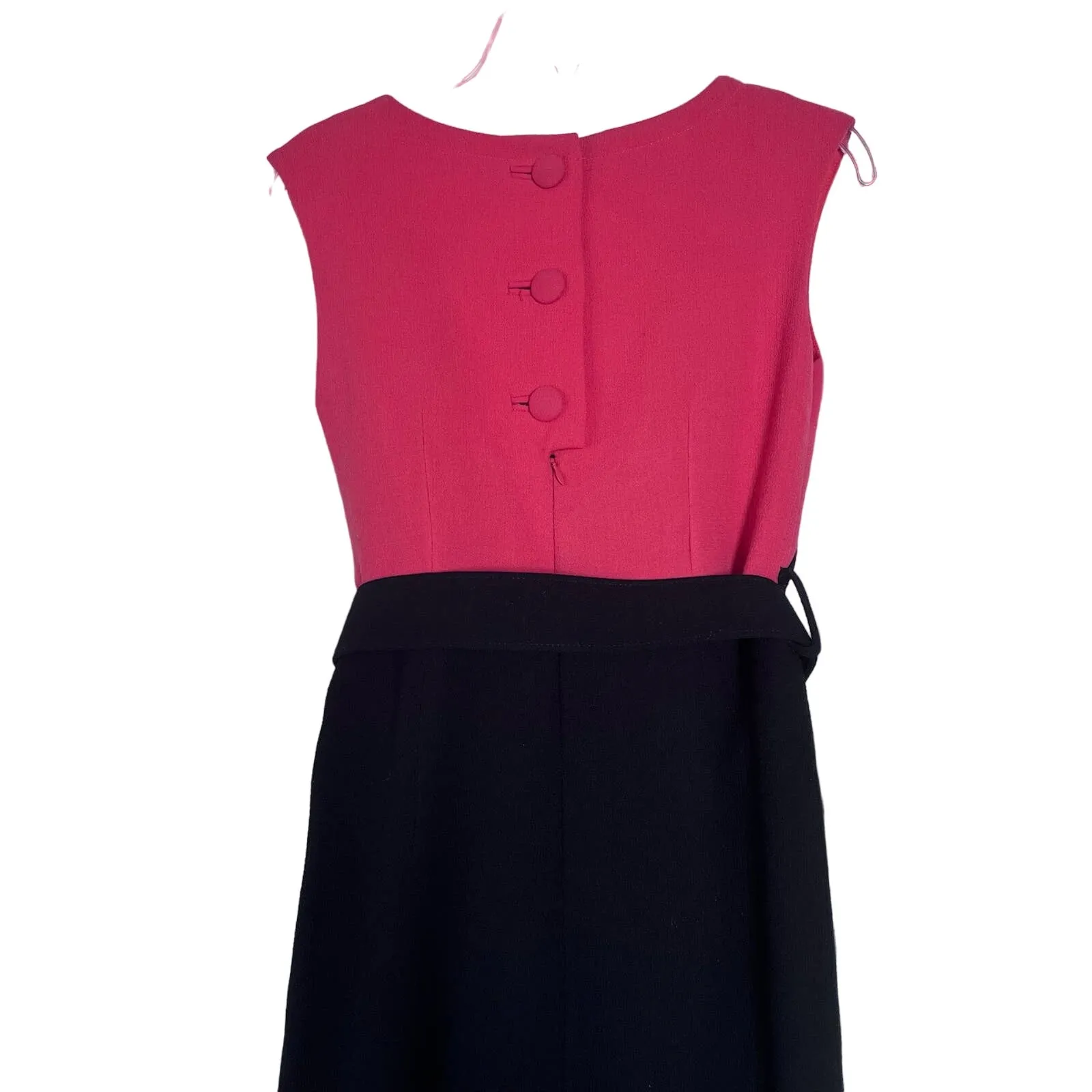 Milly Ella Belted Colorblock Knee Length Sheath Dress Coral Black Women's Size 6 - Image 4