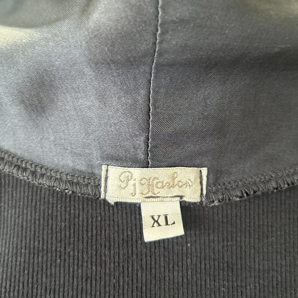 PJ Harlow Shelby Knit Navy Blue Satin Collar Lounge Cardigan Wrap - Image 6