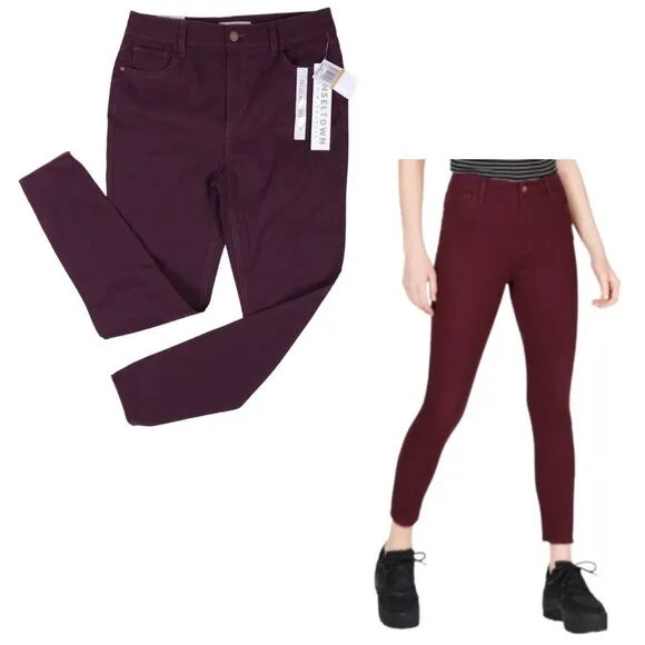 TINSELTOWN Junior's Colored High Rise Raw Hem Ankle Length Skinny Jeans NWT 7 - Image 2