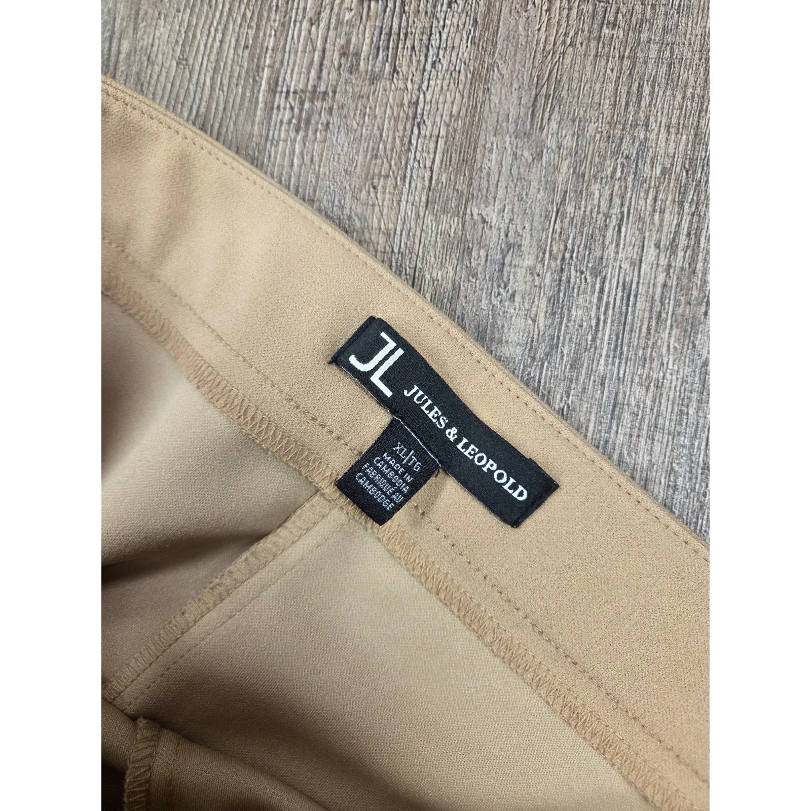 Jules + Leopold Khaki Beige Wide Leg Cropped Dress Pants Size XL - Image 3