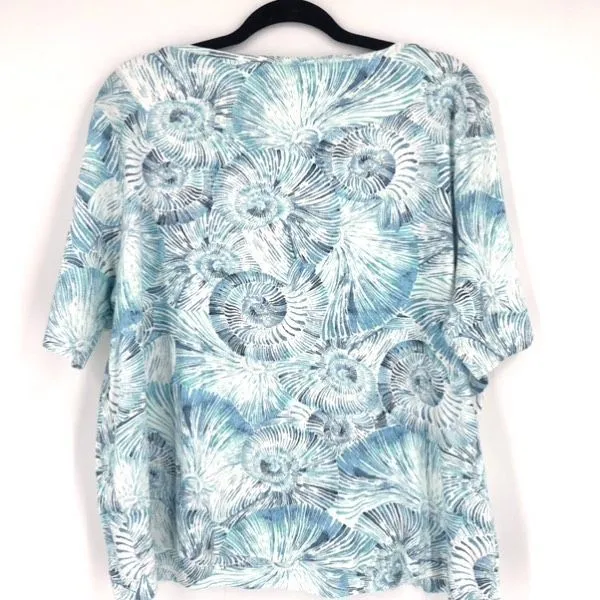 Chico's Seashell Print Pima‎ Cotton Short Sleeve T-Shirt Size 3, XL Coastal - Image 2