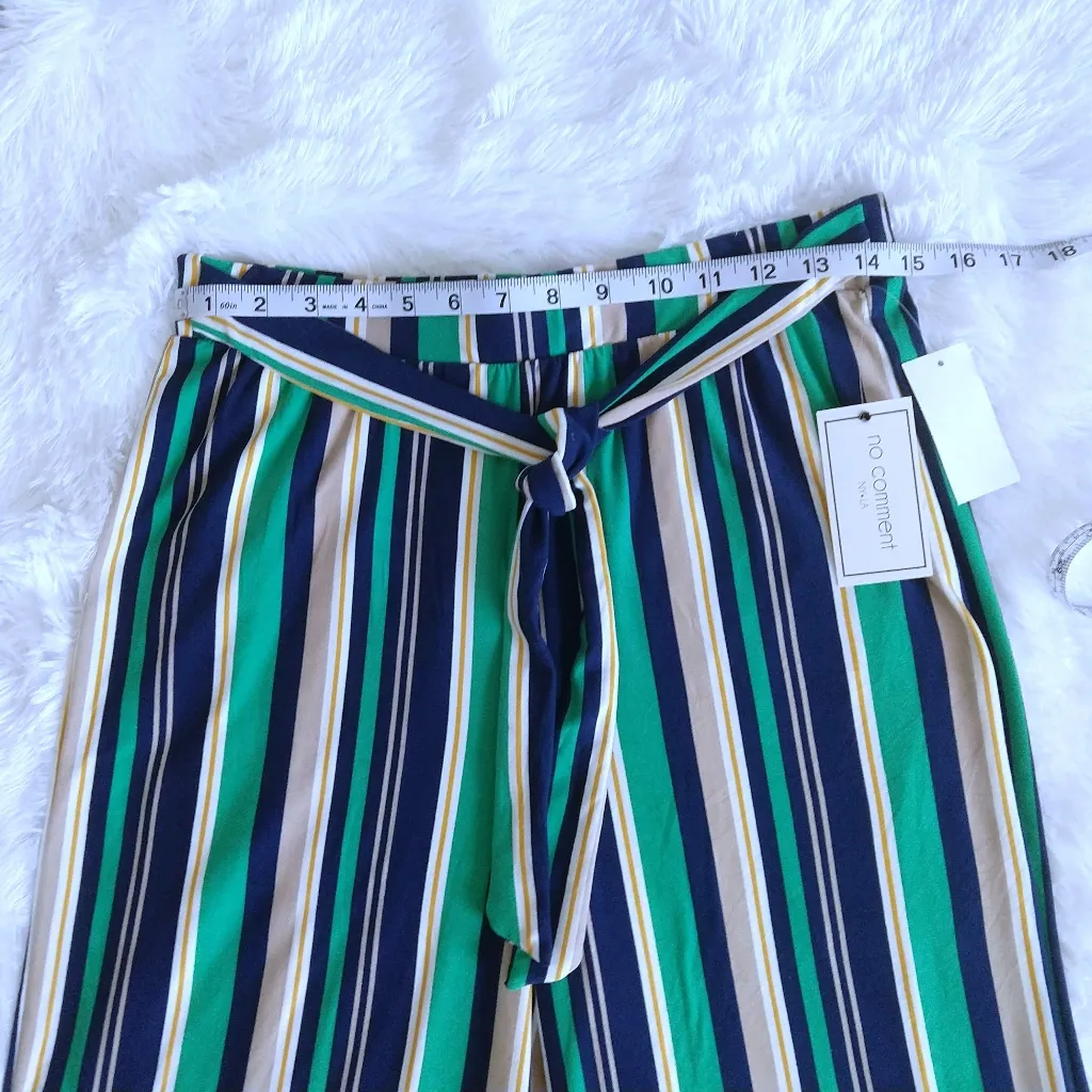 No Comment Juniors Striped Wide Leg Pants Size Large - Image 4