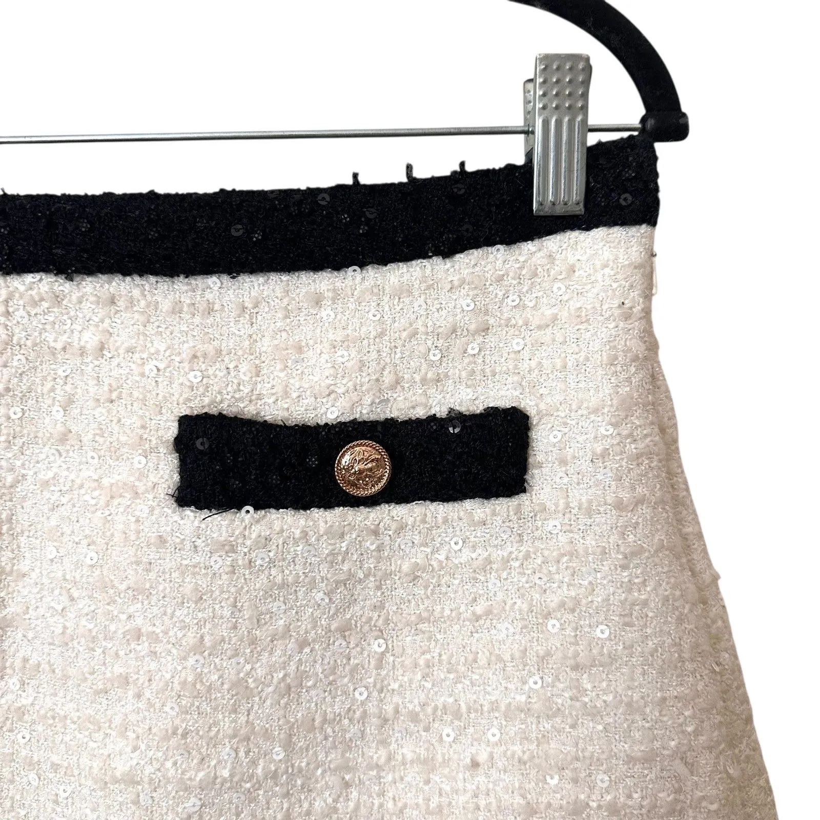 SAYLOR Cressida Tweed Feathered Mini Skirt NWT‎ Large - Image 5