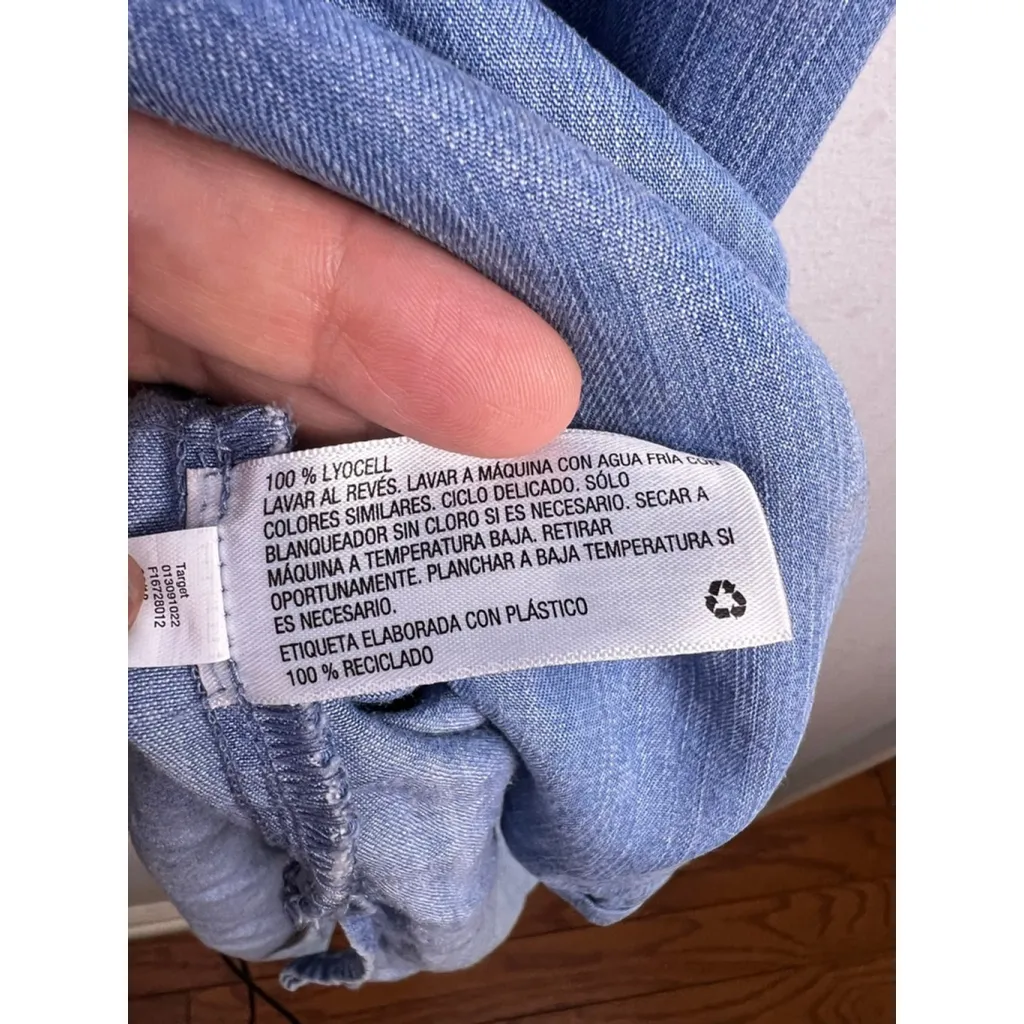 Universal Thread 100% Lyocell Chambray Slip Dress XS Light Denim Blue Adjustable - Image 3