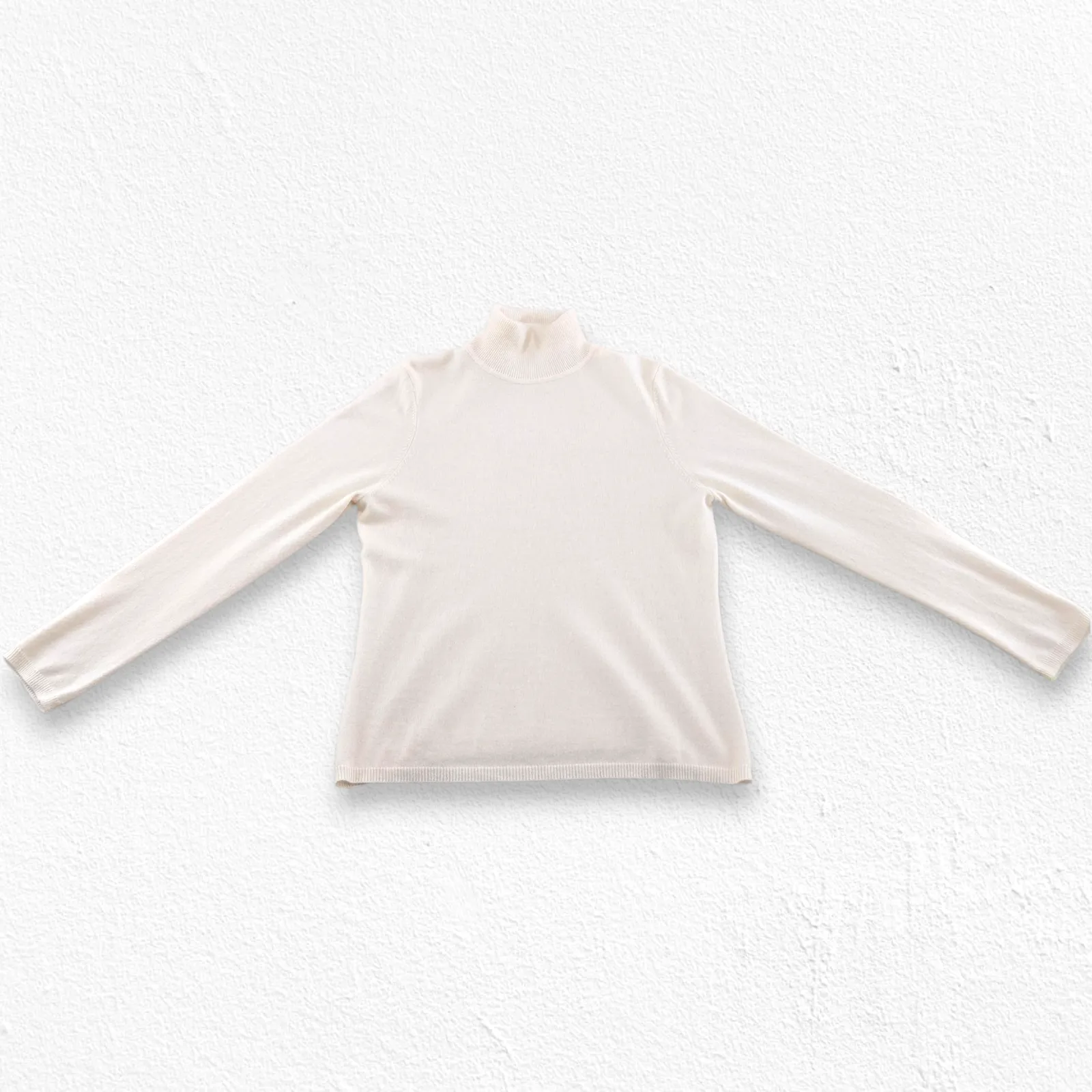 Y2K Charter Club Ivory White 100% Cashmere Turtleneck Knit Sweater Size Large - Image 4