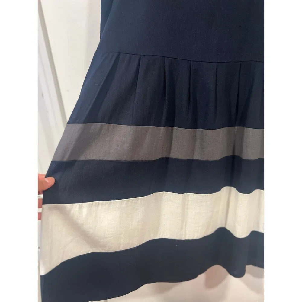 Korean Fashion DoDry Linen Semi Formal Dress Medium Navy Blue Business Casual - Image 4