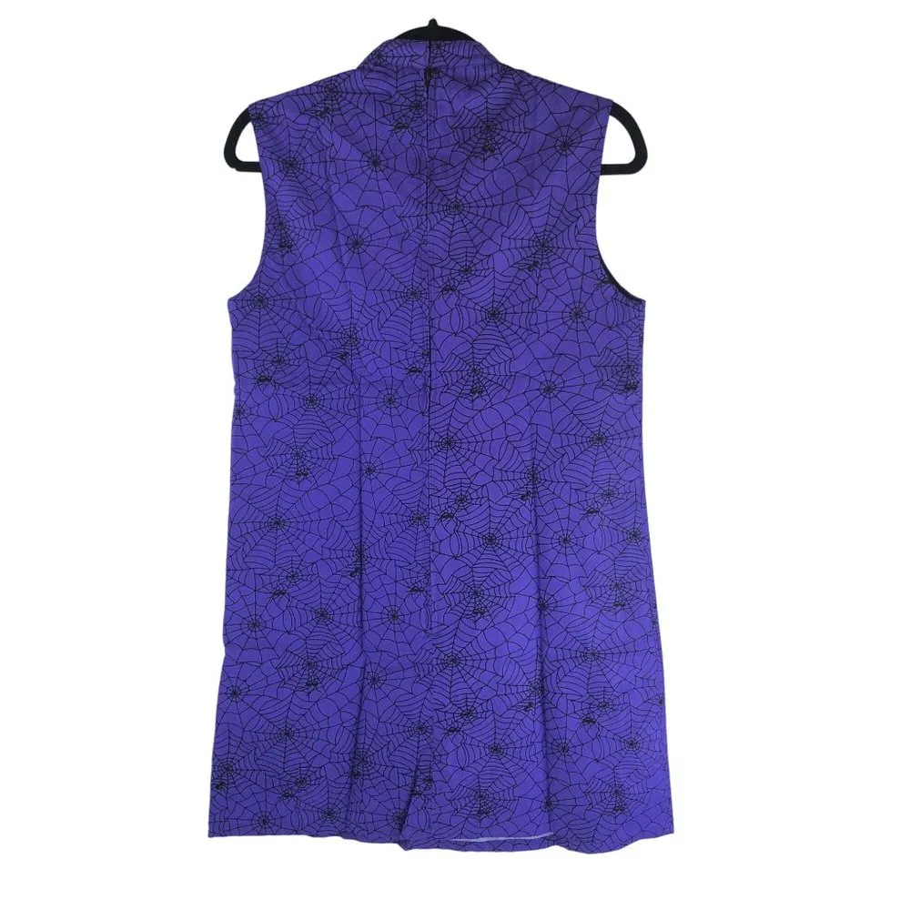 Magnolia Place Unique Vintage Purple Spiderweb Mini Dress Shift Sleeveless L Size L - Image 4