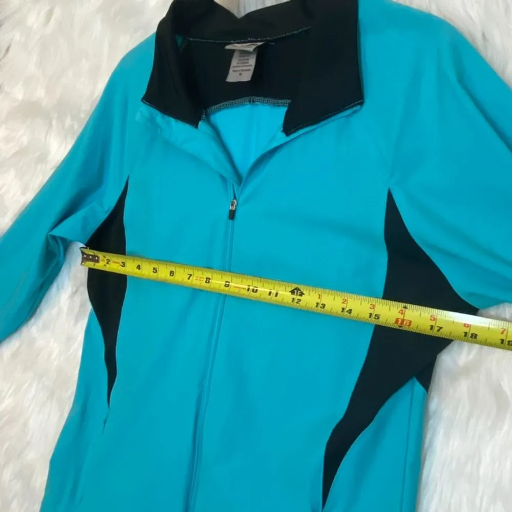 C9 by Champion Windbreaker Jacket Mesh Vent Turquoise Black Medium Full Zip Jack Blue - Image 7