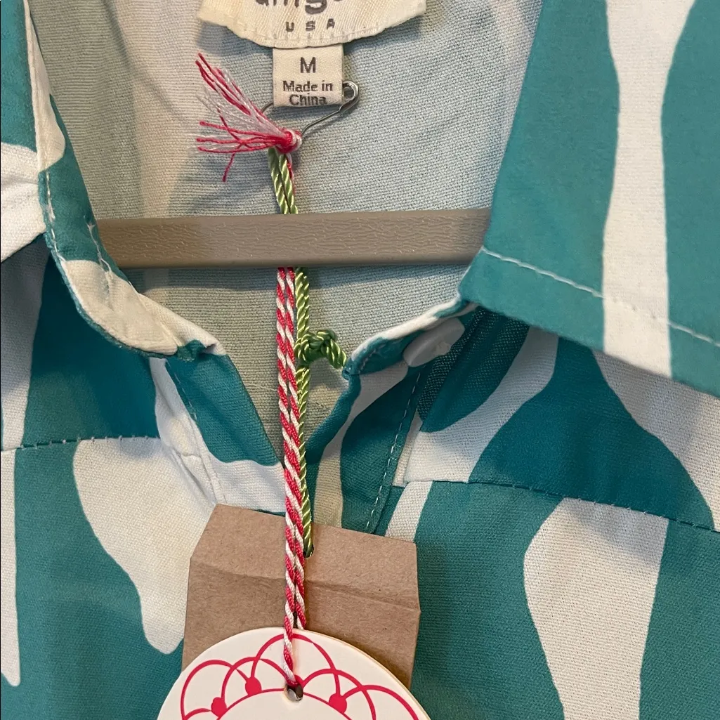 Umgee Teal and White Long Sleeve Dress - Image 3