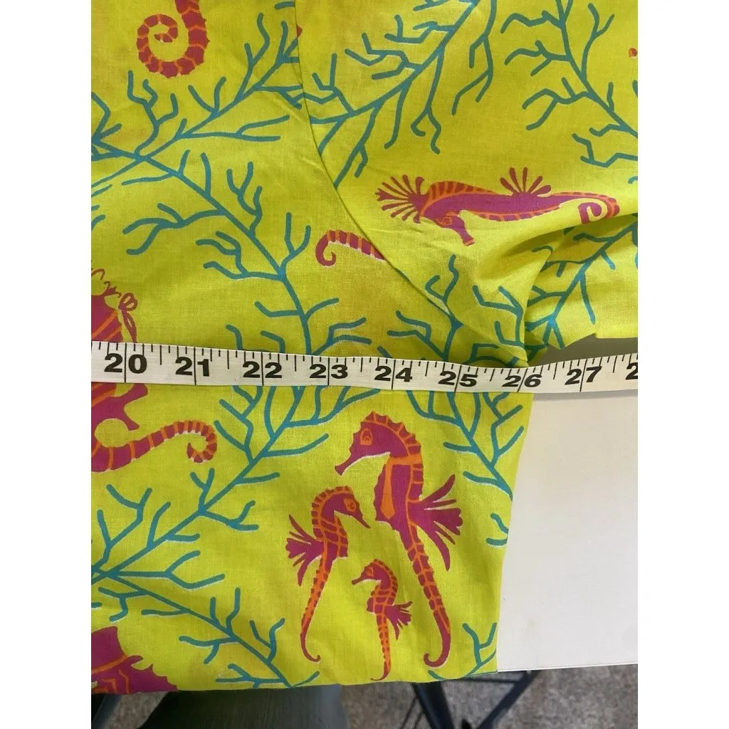 Gretchen Scott Designs Women Green Seahorse Tunic 3/4 Sleeve Top Oversized Beach - Image 6
