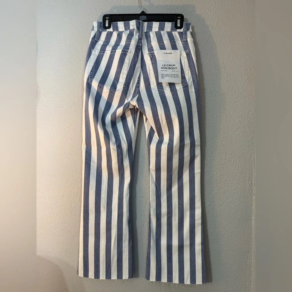 NWT Frame Le Crop Striped High-Rise Cropped Boot-Cut Jeans - Image 7