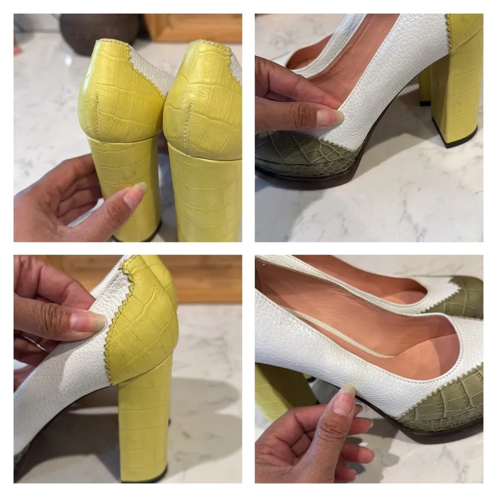 Studio Pollini leather croc color blocked platform size 7 academia rockabilly - Image 6