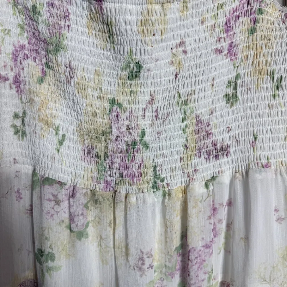 Ever New Sleeveless Floral Tiered Midi Dress Womens 14 White Bridal Bows Cottage - Image 8