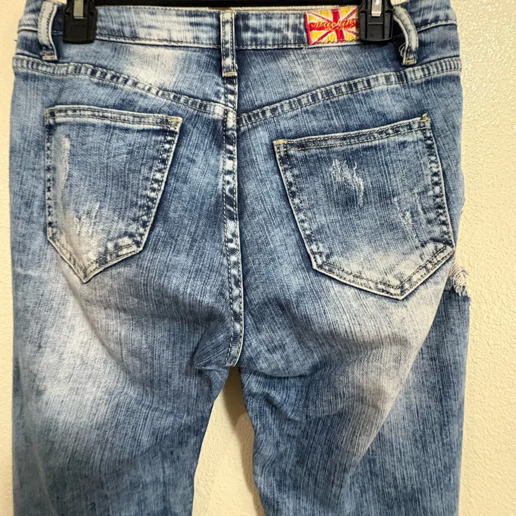 Machine Union Jack Denim Jeans Blue Size 27 - Image 7