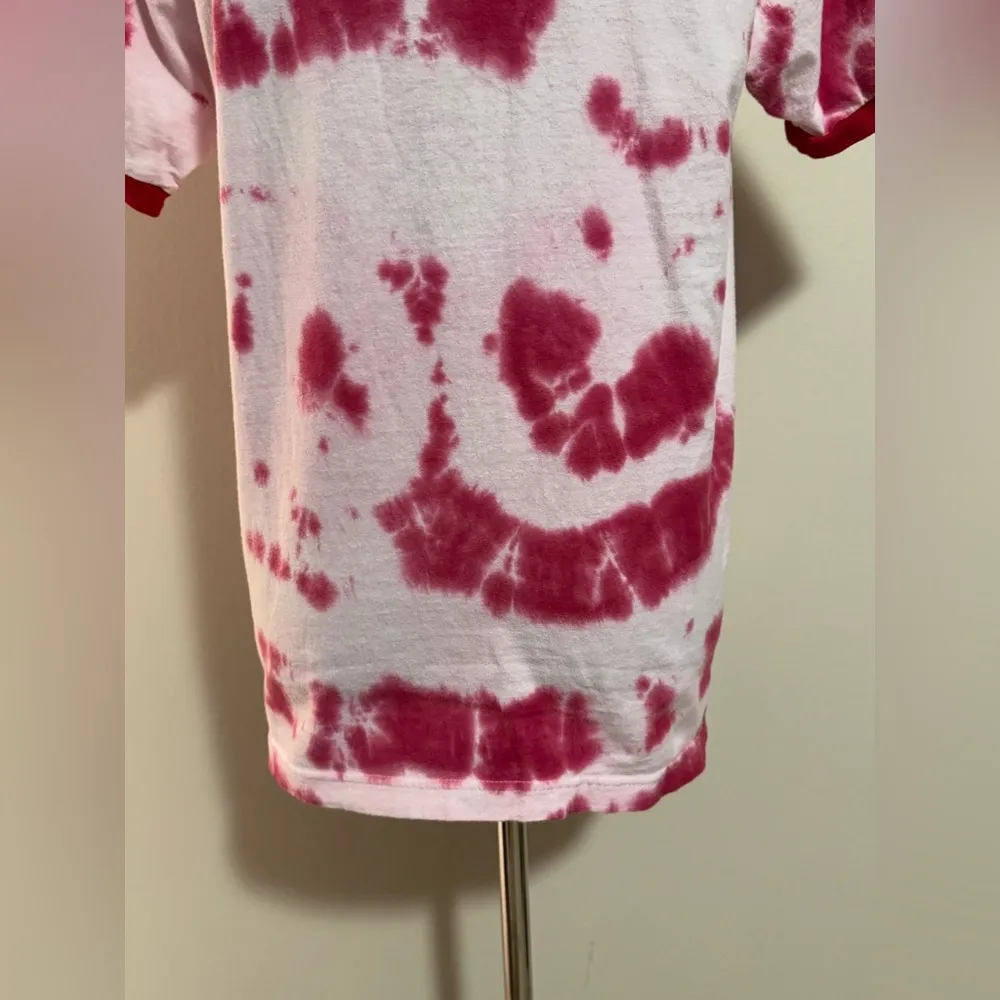Handmade BT21 Red and White Tie Dye Graphic Tee size medium - Image 8