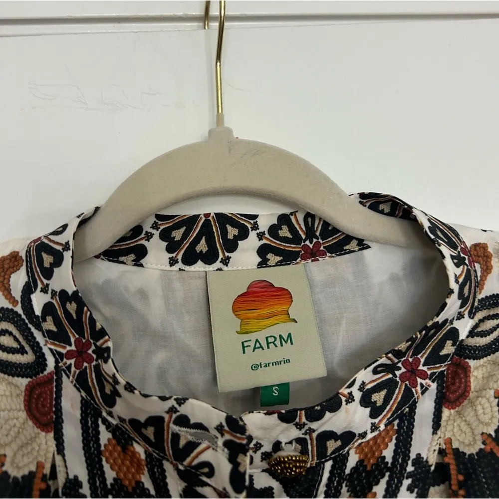 Flower Fan Tapestry Print Puff Sleeve Belted Mini Shirtdress - Image 5