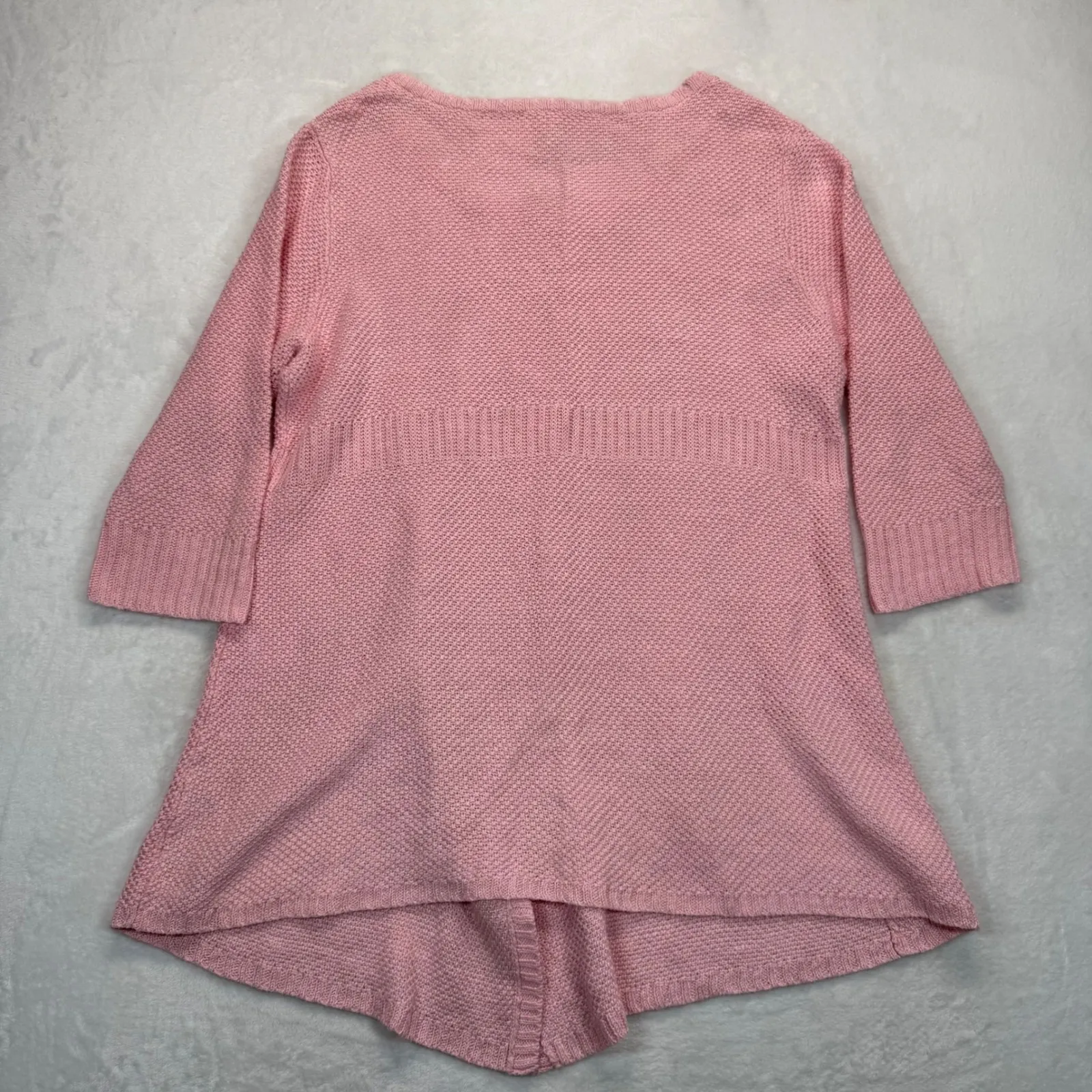 Eileen Fisher Hemp Blend Knit Cardigan Button‎ Front Tunic Top Pink L - Image 7