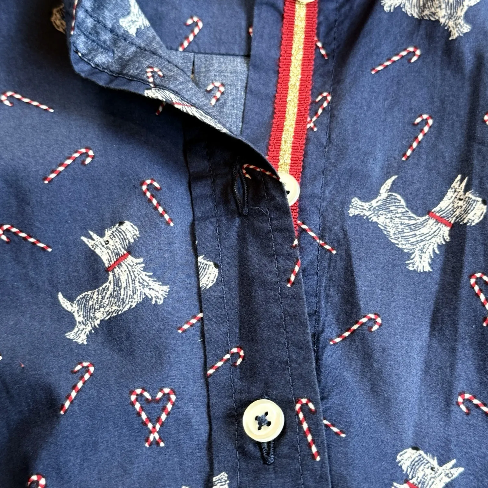 Talbots Oxford Top Women S 4 6 Long Sleeve Xmas Scottie Dog Candy Cane Print - Image 8