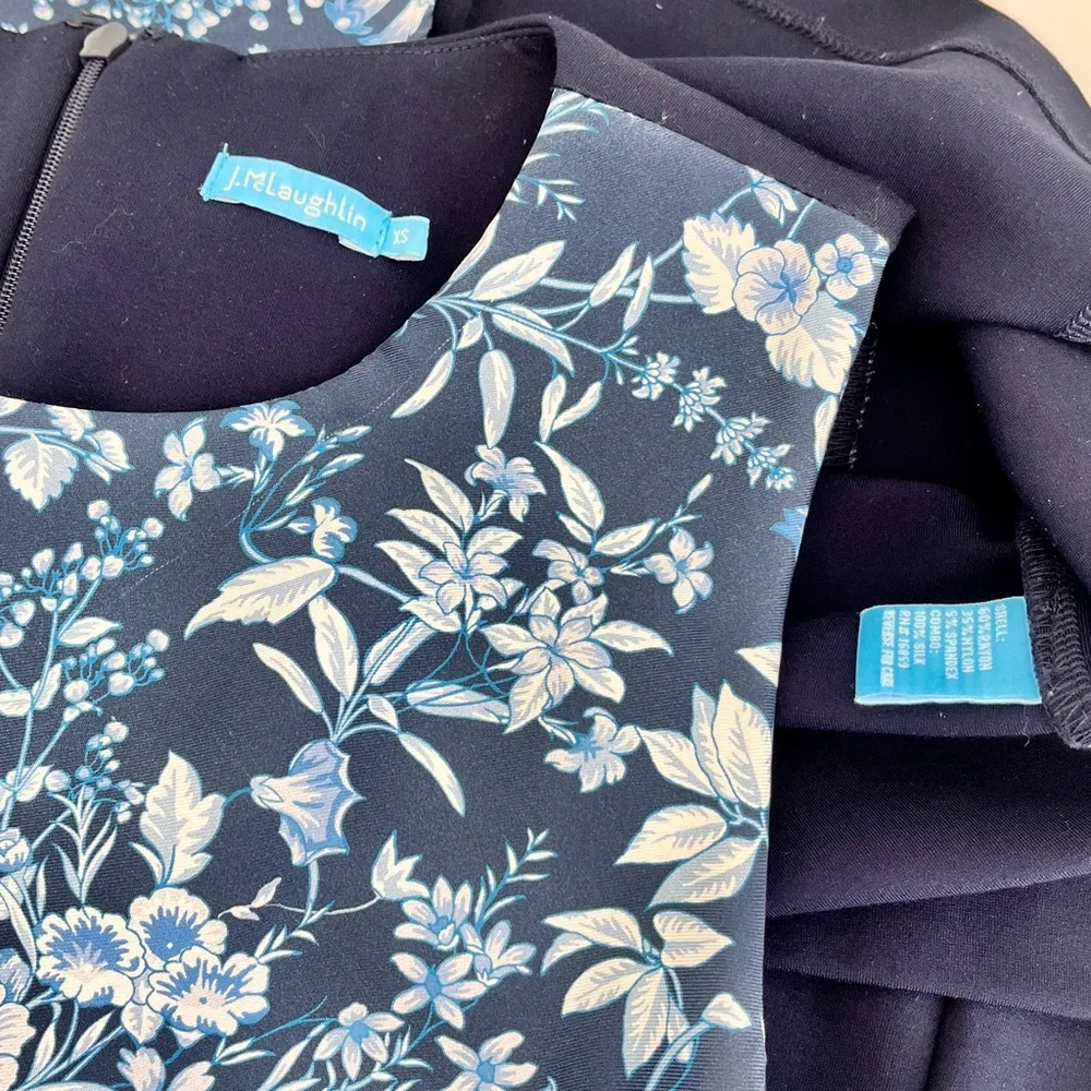 J. McLaughlin Navy Floral ‘Marissa’ Sleeveless Dress, Size XS - Image 3