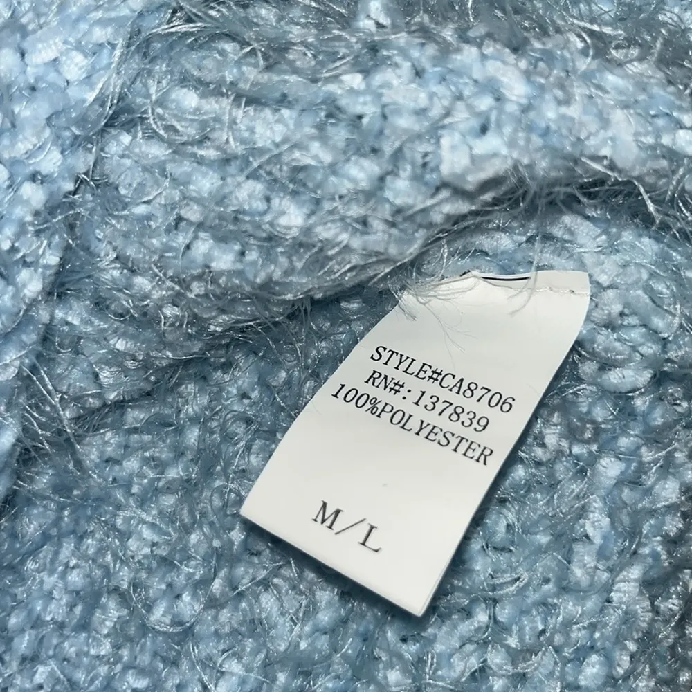 Altar’d State Baby Blue Fuzzy Sweater Side Slits SUPER SOFT! M/L - Image 7