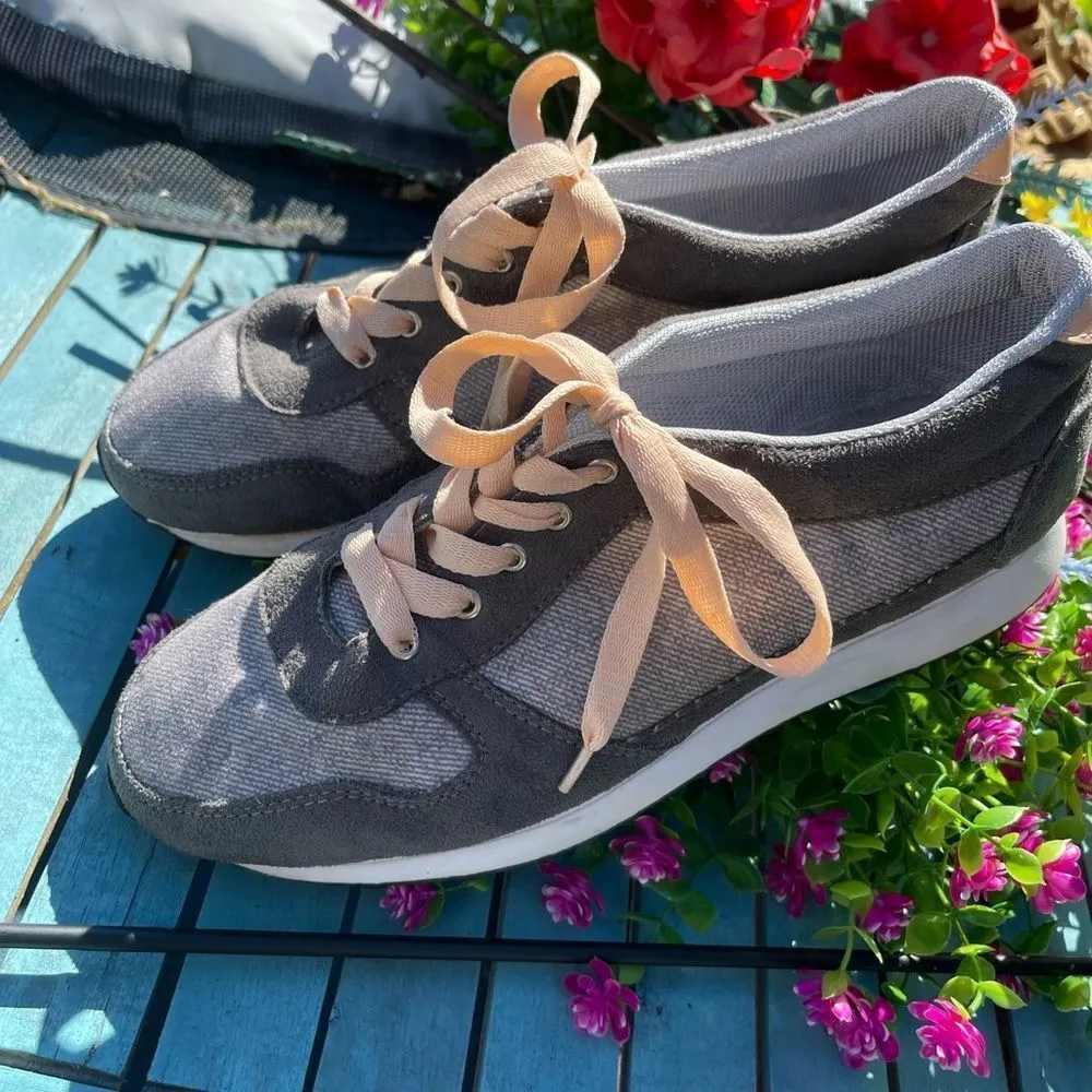 Almendra Grey Tweed Sneaker Peach Laces EU Size 39 US Size 8.5 Gray - Image 10