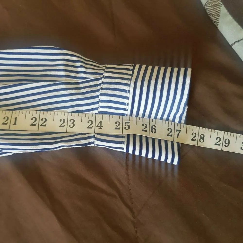 Button Down Blouse Size Small Striped Minimalist Preppy Work Wear - Image 9