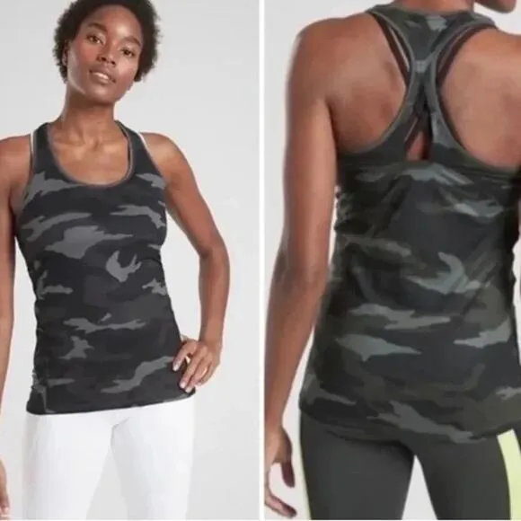 Athleta Limitless Camo Keyhole Racerback Workout Out Tank Top XS - Image 2