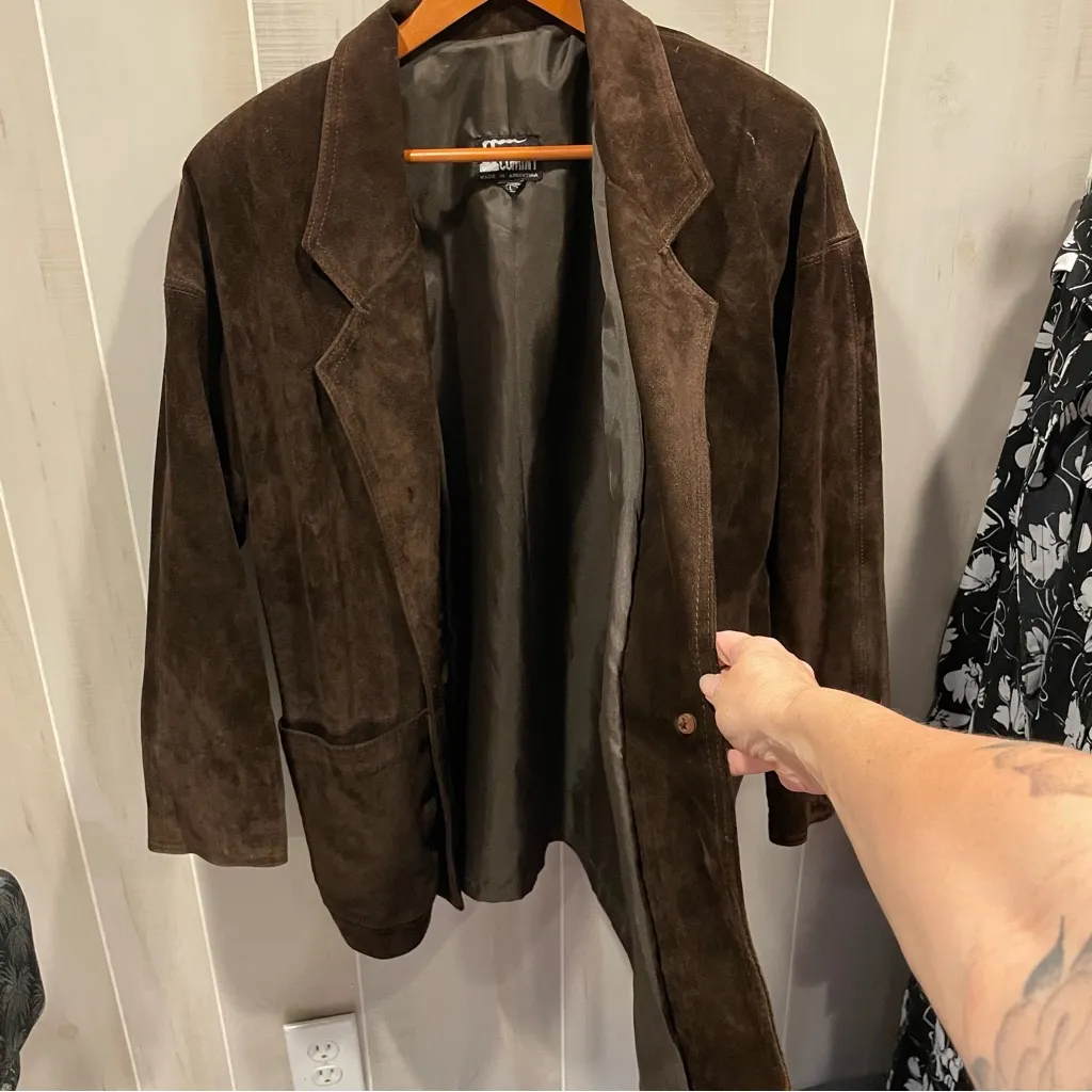 Vintage 70’s chocolate suede oversized blazer Comint Argentina lined pockets Brown Size L - Image 9