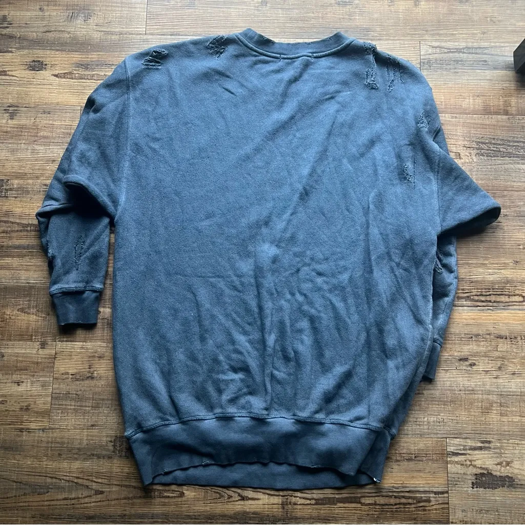 Free People We The Free Womens Blue Distressed Torn Pullover Tunic Sweater Sz XS - Image 7