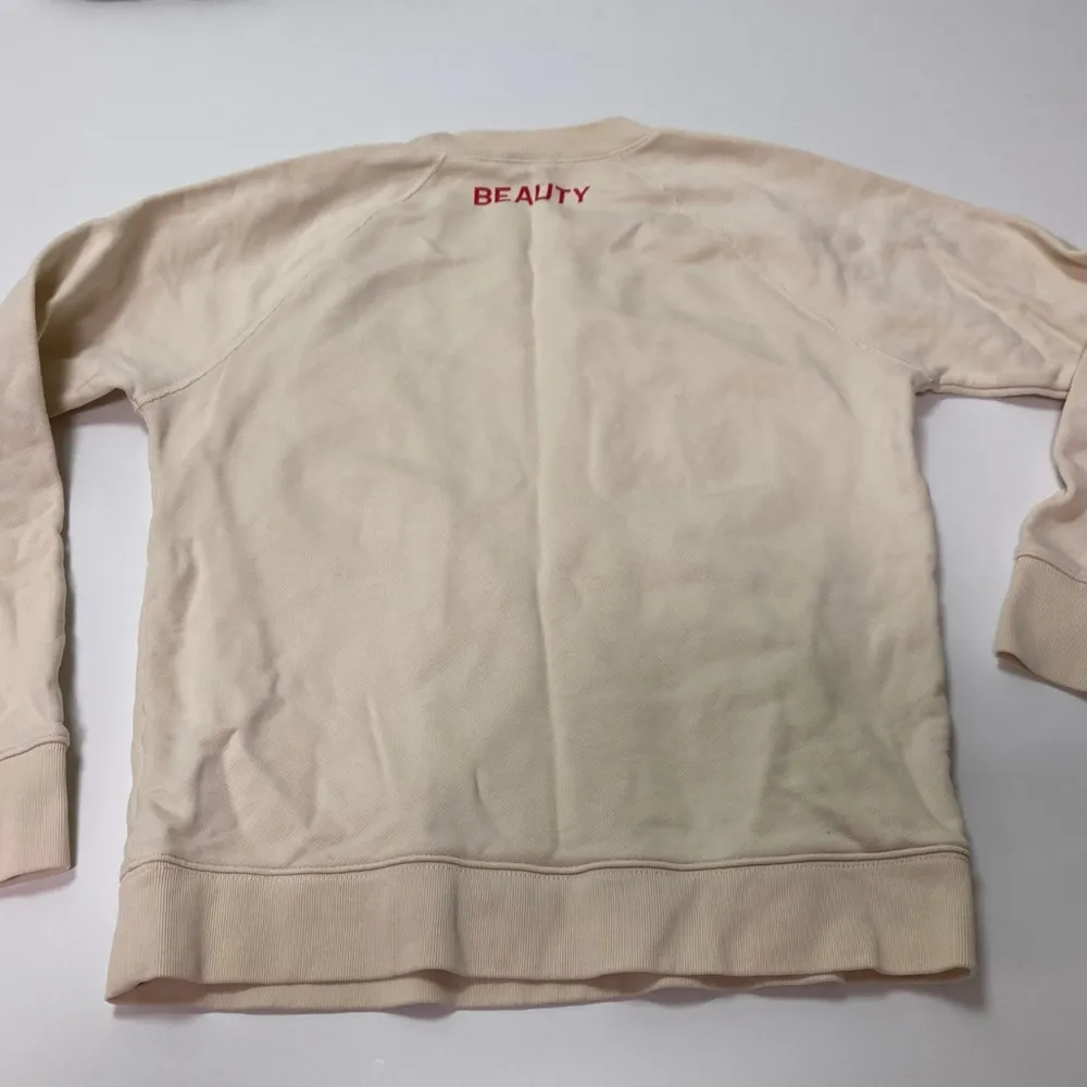 J Crew XS Sweatshirt (cream) w French word beauty - Image 6