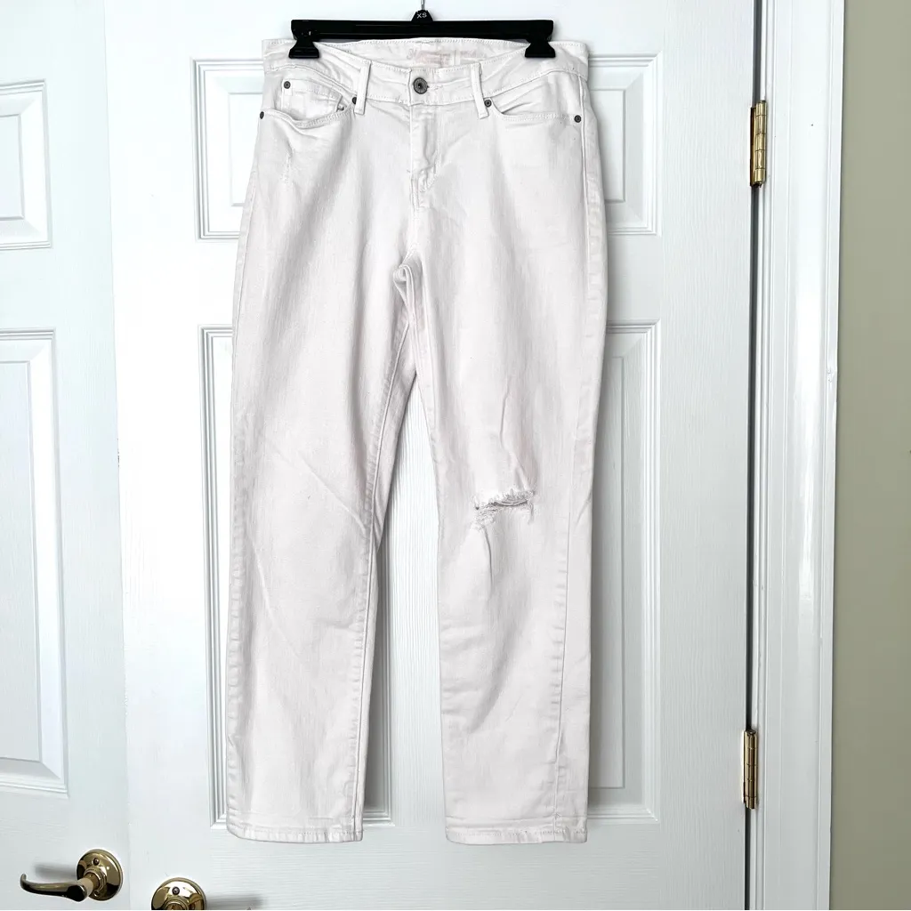 Levi's Modern Slim Cuffed midrise distressed white jeans 28 - Image 15