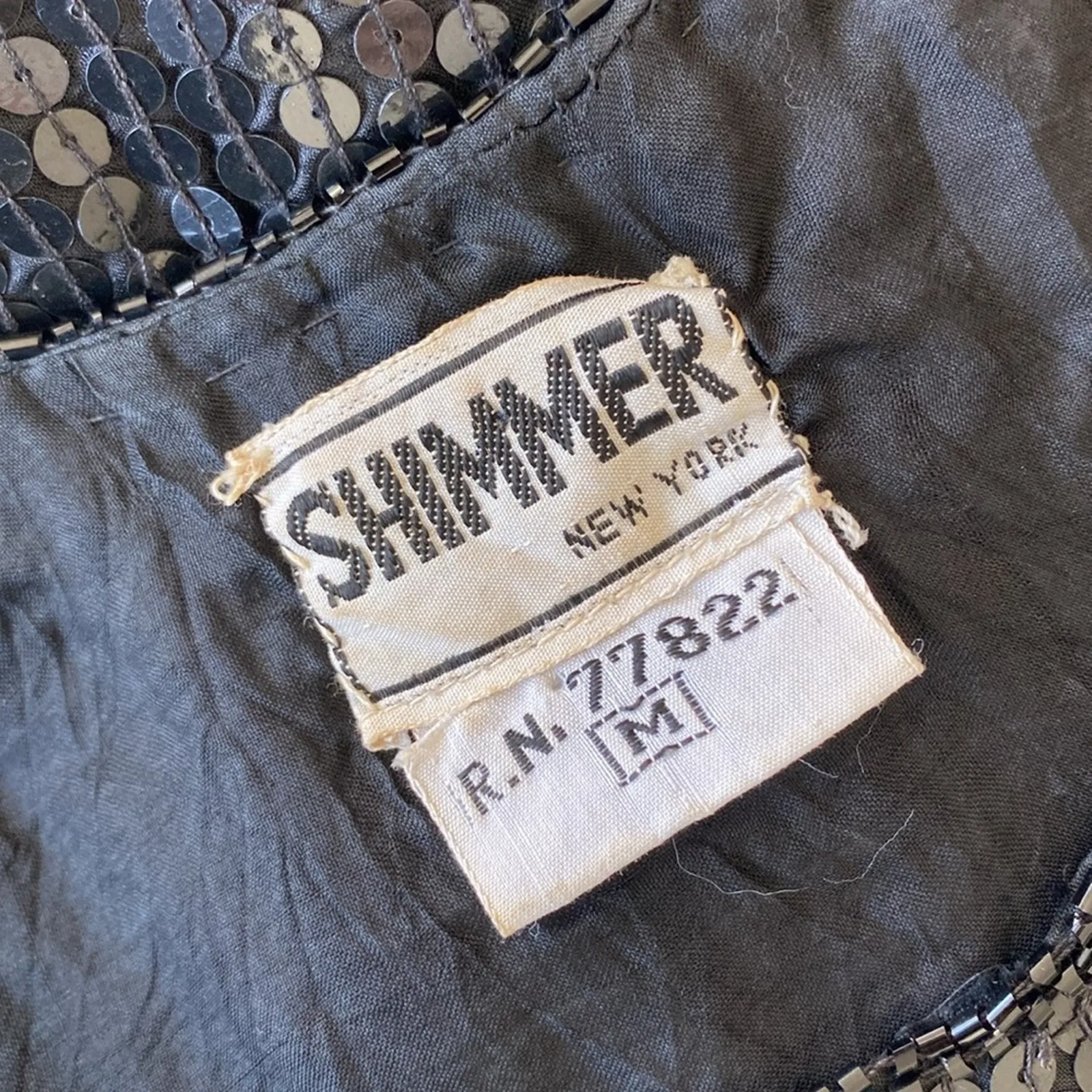 VINTAGE Shimmer Black Sequin Tank Womens Sz Medium Glam Cocktail Party - Image 6