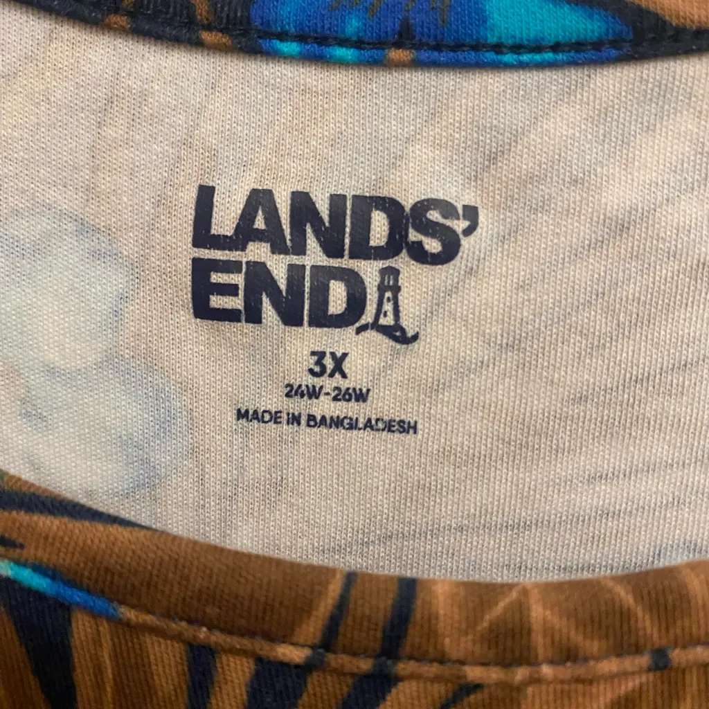 Lands End Womens Tank Top 3X 3XL Tropical Floral Hawaiian Print Palm Flowers - Image 3