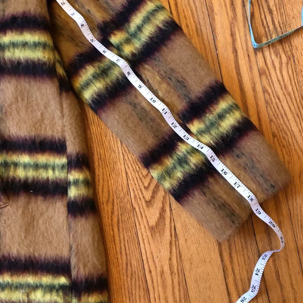 VIGOSS NWT Womens Lemon Brown Tan Yellow Plaid Double Breasted Peacoat Large - Image 6